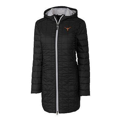 Women's Cutter & Buck Black Texas Longhorns Rainier Primaloft Eco Hooded Long Coat