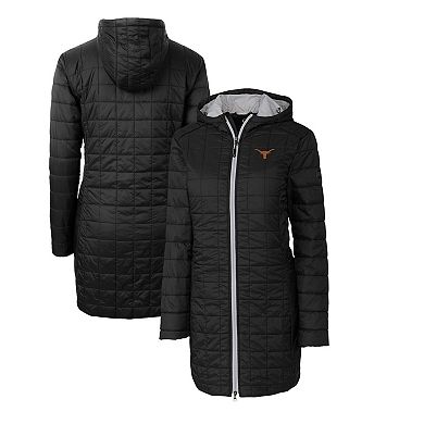 Women's Cutter & Buck Black Texas Longhorns Rainier Primaloft Eco Hooded Long Coat
