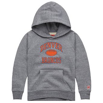 Youth Homage Gray Denver Broncos Gridiron Tri-Blend Hoodie