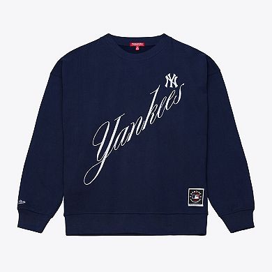 Women's Mitchell & Ness Navy New York Yankees Script Sweatshirt
