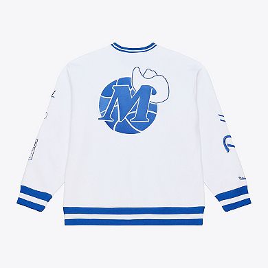 Men's Mitchell & Ness White Dallas Mavericks Arctic Fleece Sweatshirt