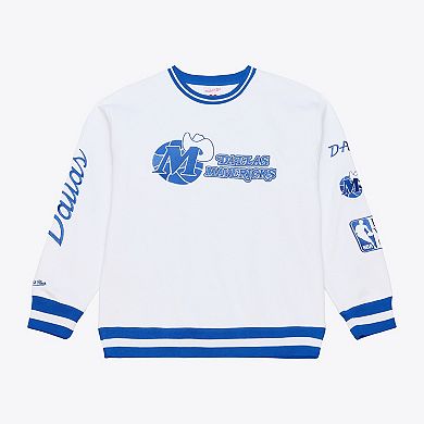 Men's Mitchell & Ness White Dallas Mavericks Arctic Fleece Sweatshirt