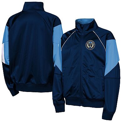Youth Outerstuff Navy/Blue Philadelphia Union Color Blocked Full-Zip Track Jacket