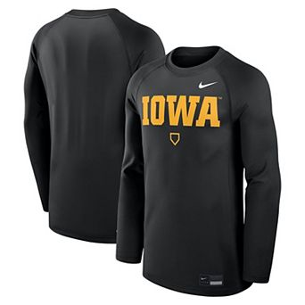 Men's Nike Black Iowa Hawkeyes Dugout Game Time Raglan Dri-FIT Long Sleeve T-Shirt