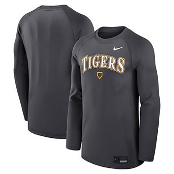 Men's Nike Anthracite LSU Tigers Dugout Game Time Raglan Dri-FIT Long Sleeve T-Shirt