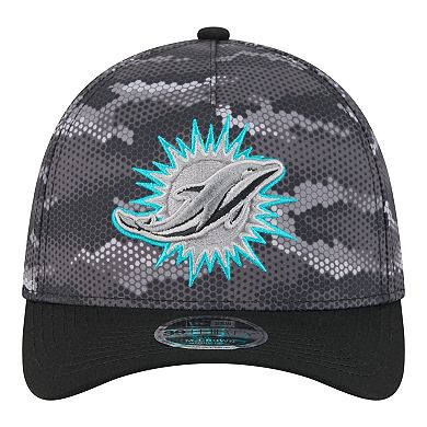 Men's New Era Black Miami Dolphins Camo A-Frame 39THIRTY Flex Hat