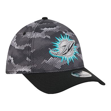 Men's New Era Black Miami Dolphins Camo A-Frame 39THIRTY Flex Hat