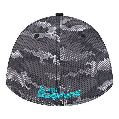 Men's New Era Black Miami Dolphins Camo A-Frame 39THIRTY Flex Hat
