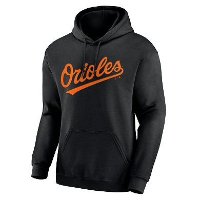 Men's Logo Athletic Black Baltimore Orioles Wordmark Hoodie