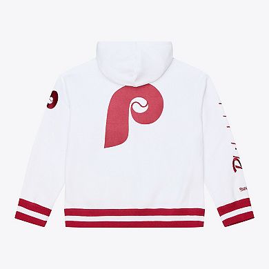 Men's Mitchell & Ness White Philadelphia Phillies Cooperstown Collection Fleece Hoodie
