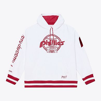 Men's Mitchell & Ness White Philadelphia Phillies Cooperstown Collection Fleece Hoodie