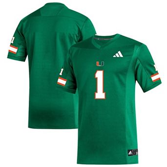 Men's adidas #1 Green Miami Hurricanes Replica Football Jersey