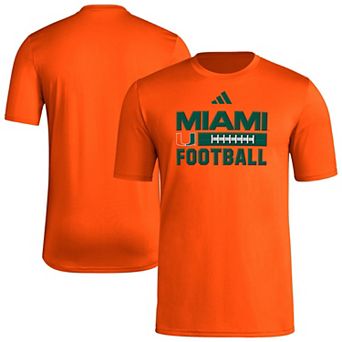 Men's adidas Orange Miami Hurricanes Football Laces Pregame AEROREADY T-Shirt