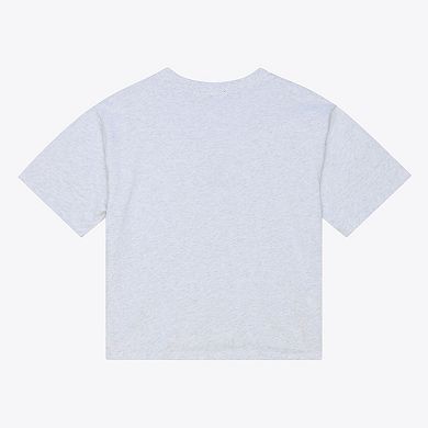 Women's Mitchell & Ness Heather Gray Atlanta Braves Script Cropped Boxy T-Shirt