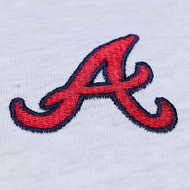 Women's Mitchell & Ness Heather Gray Atlanta Braves Script Cropped Boxy T-Shirt