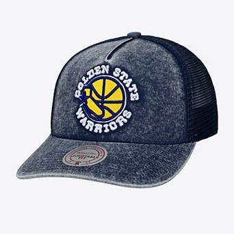 Men's Mitchell & Ness Blue Golden State Warriors Gameday Snow Wash Adjustable Trucker Hat