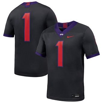 Men's Nike #1 Anthracite TCU Horned Frogs Alternate Game Football Jersey