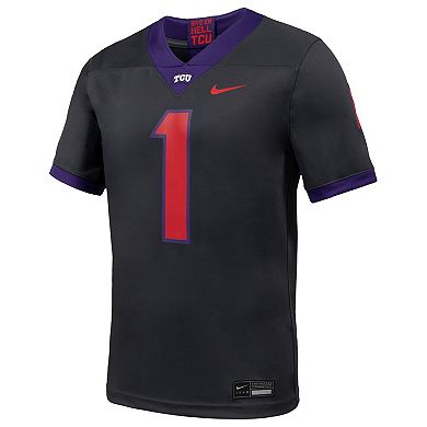 Men's Nike #1 Anthracite TCU Horned Frogs Alternate Game Football Jersey
