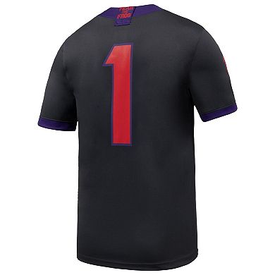 Men's Nike #1 Anthracite TCU Horned Frogs Alternate Game Football Jersey