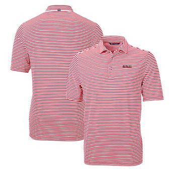 Men's Cutter & Buck Red Texas Tech Red Raiders Throwback Logo Virtue Eco Pique Stripe Recycled Polo