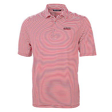Men's Cutter & Buck Red Texas Tech Red Raiders Throwback Logo Virtue Eco Pique Stripe Recycled Polo
