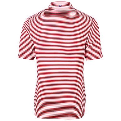 Men's Cutter & Buck Red Texas Tech Red Raiders Throwback Logo Virtue Eco Pique Stripe Recycled Polo