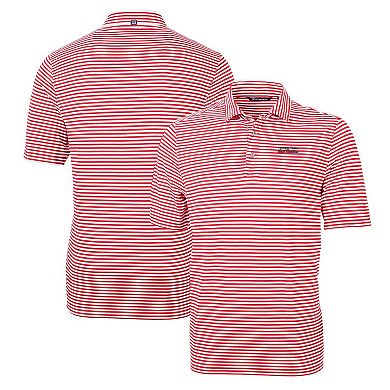 Men's Cutter & Buck Red Texas Tech Red Raiders Throwback Logo Virtue Eco Pique Stripe Recycled Polo