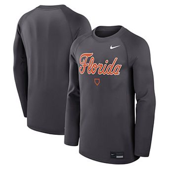Men's Nike Anthracite Florida Gators Dugout Game Time Raglan Dri-FIT Long Sleeve T-Shirt