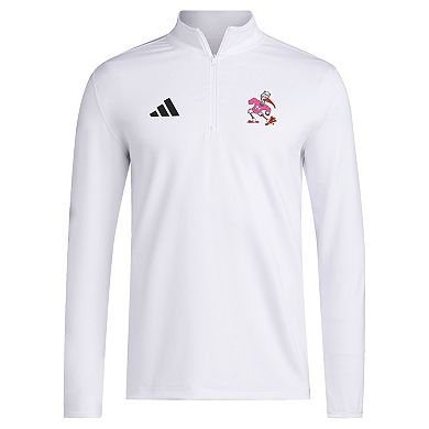 Men's adidas White Miami Hurricanes Half-Zip Golf Jacket
