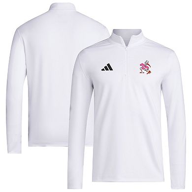 Men's adidas White Miami Hurricanes Half-Zip Golf Jacket