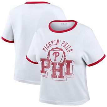 Women's WEAR by Erin Andrews White Philadelphia Phillies Ringer Baby T-Shirt