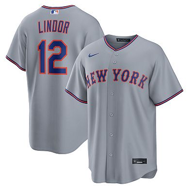Men's Nike Francisco Lindor Gray New York Mets Road Replica Jersey