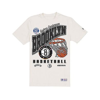 Men's New Era Cream Brooklyn Nets Oversized City Edition Remix Vintage T-Shirt