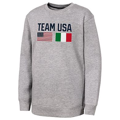 Youth Outerstuff Heather Gray Team USA Milano Cortina 2026 Winter Olympics Crew Sweatshirt