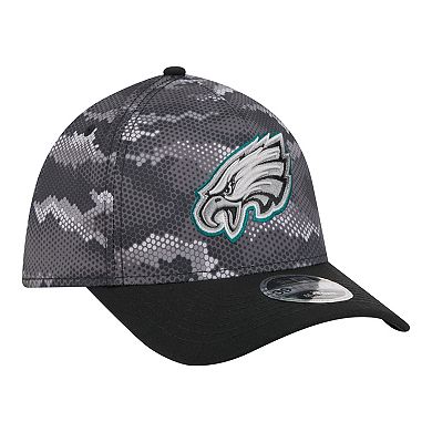 Men's New Era Black Philadelphia Eagles Camo A-Frame 39THIRTY Flex Hat