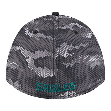 Men's New Era Black Philadelphia Eagles Camo A-Frame 39THIRTY Flex Hat