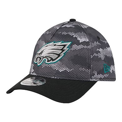 Men's New Era Black Philadelphia Eagles Camo A-Frame 39THIRTY Flex Hat