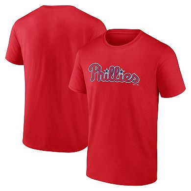 Men's Logo Athletic Red Philadelphia Phillies Wordmark T-Shirt