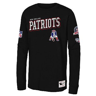 Youth Mitchell & Ness Black New England Patriots Training Camp Long Sleeve T-Shirt
