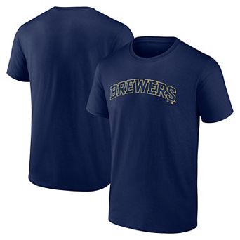 Men's Logo Athletic Navy Milwaukee Brewers Wordmark T-Shirt