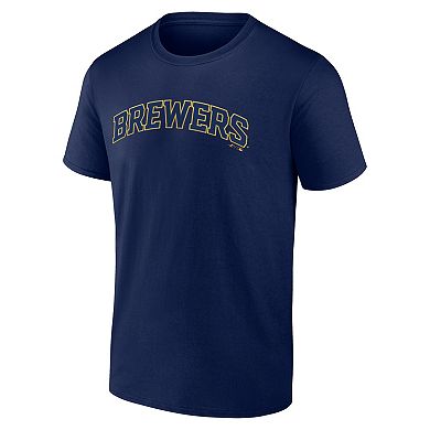 Men's Logo Athletic Navy Milwaukee Brewers Wordmark T-Shirt