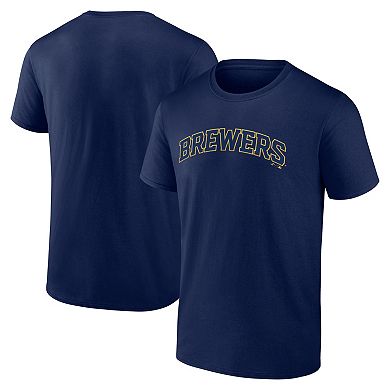 Men's Logo Athletic Navy Milwaukee Brewers Wordmark T-Shirt