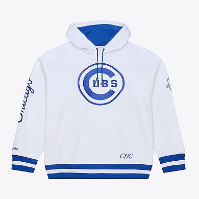 Men's Mitchell & Ness White Chicago Cubs Cooperstown Collection Fleece Hoodie