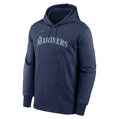 Men's Nike Navy Seattle Mariners Primary Wordmark Therma Hoodie