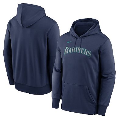 Men's Nike Navy Seattle Mariners Primary Wordmark Therma Hoodie