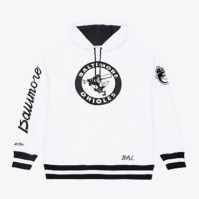 Men's Mitchell & Ness White Baltimore Orioles Cooperstown Collection Fleece Hoodie