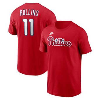Men's Nike Jimmy Rollins Red Philadelphia Phillies Cooperstown Collection Name & Number T-Shirt