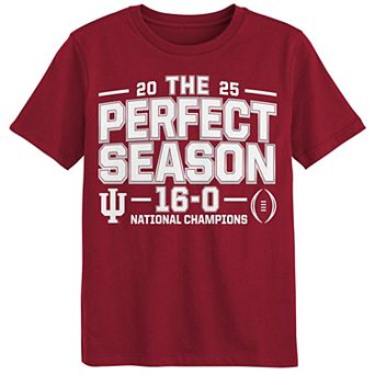 Preschool Outerstuff Crimson Indiana Hoosiers College Football Playoff 2025 National Champions Perfect Season T-Shirt