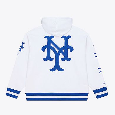 Men's Mitchell & Ness White New York Mets Cooperstown Collection Fleece Hoodie