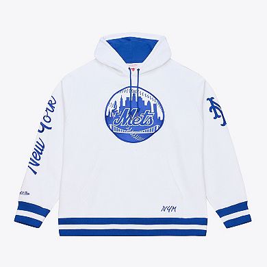 Men's Mitchell & Ness White New York Mets Cooperstown Collection Fleece Hoodie
